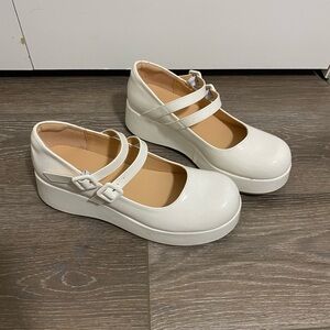 White Patent Platform Mary Jane Shoes